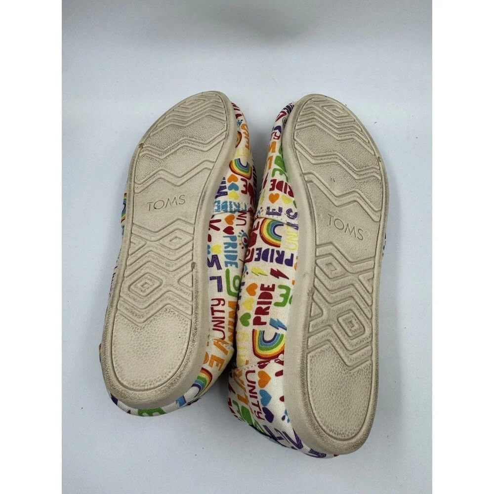 Womens Toms Size 7.5 Shoes SlipOn Alpargata Unity Love Wins Pride Rainbow Canvas